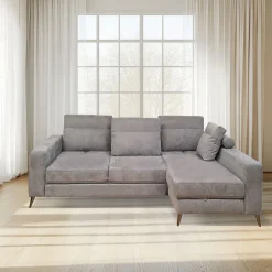 Bissolo Casa Divani Angolari<SALOTTO GINKO ANGOLRE DX CON CARRELLO ESTRAIBILE IN TESSUTO NABUCCO GRIGIO: vendita online SALOTTO GINKO ANGOLRE DX CON CARRELLO ESTRAIBILE IN TESSUTO NABUCCO GRIGIO in offerta
