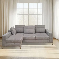 Bissolo Casa Divani Angolari<SALOTTO GINKO ANGOLRE SX CON CARRELLO ESTRAIBILE IN TESSUTO NABUCCO GRIGIO: vendita online SALOTTO GINKO ANGOLRE SX CON CARRELLO ESTRAIBILE IN TESSUTO NABUCCO GRIGIO in offerta