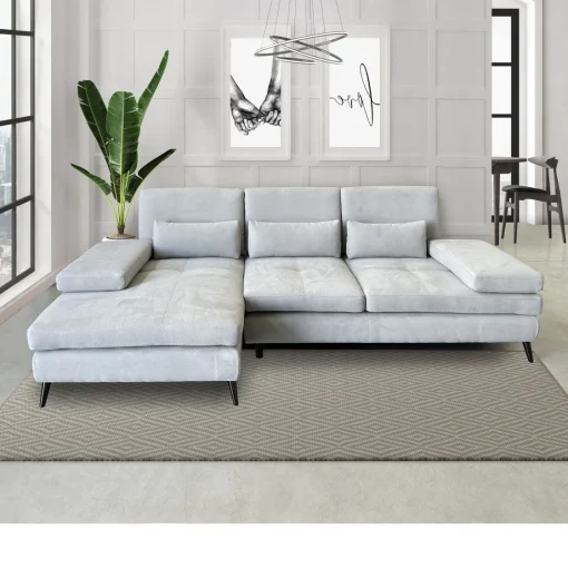 Bissolo Casa Divani Angolari<SALOTTO MOD. ELENA CON PENISOLA SX IN TESSUTO GRIGIO: vendita online SALOTTO MOD. ELENA CON PENISOLA SX IN TESSUTO GRIGIO in offerta