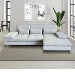 Bissolo Casa Divani Angolari<SALOTTO MOD. ELENA CON PENISOLA DX IN TESSUTO GRIGIO : vendita online SALOTTO MOD. ELENA CON PENISOLA DX IN TESSUTO GRIGIO in offerta