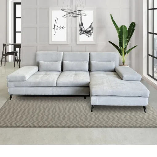 Bissolo Casa Divani Angolari<SALOTTO MOD. ELENA CON PENISOLA DX IN TESSUTO GRIGIO : vendita online SALOTTO MOD. ELENA CON PENISOLA DX IN TESSUTO GRIGIO in offerta