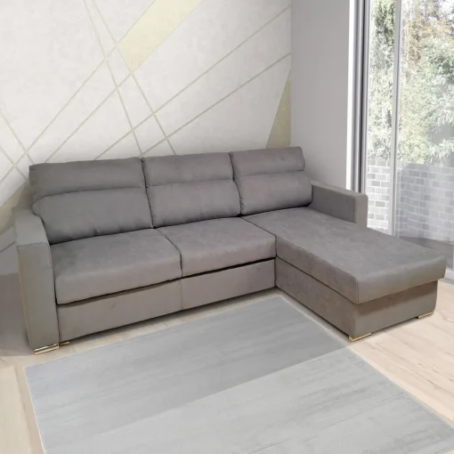 Bissolo Casa Divani Angolari<SALOTTO MOD. KENDALL CON PENISOLA E CARRELLO ESTRAIBILE IN TESSUTO GRIGIO: vendita online SALOTTO MOD. KENDALL CON PENISOLA E CARRELLO ESTRAIBILE IN TESSUTO GRIGIO in offerta