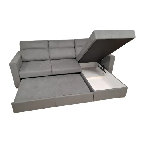 Bissolo Casa Divani Angolari<SALOTTO MOD. KENDALL CON PENISOLA E CARRELLO ESTRAIBILE IN TESSUTO GRIGIO: vendita online SALOTTO MOD. KENDALL CON PENISOLA E CARRELLO ESTRAIBILE IN TESSUTO GRIGIO in offerta