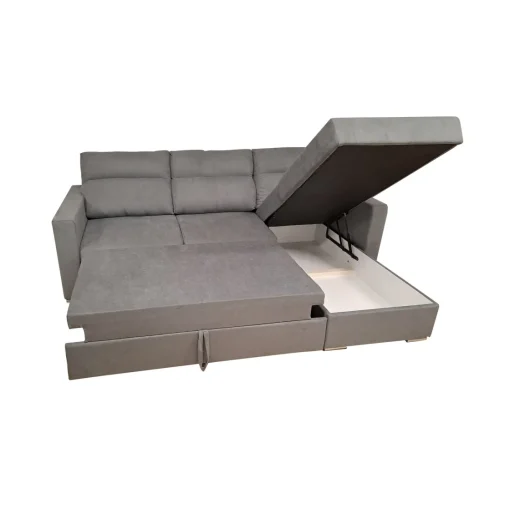 Bissolo Casa Divani Angolari<SALOTTO MOD. KENDALL CON PENISOLA E CARRELLO ESTRAIBILE IN TESSUTO GRIGIO: vendita online SALOTTO MOD. KENDALL CON PENISOLA E CARRELLO ESTRAIBILE IN TESSUTO GRIGIO in offerta