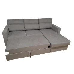 Bissolo Casa Divani Angolari<SALOTTO MOD. KENDALL CON PENISOLA E CARRELLO ESTRAIBILE IN TESSUTO GRIGIO: vendita online SALOTTO MOD. KENDALL CON PENISOLA E CARRELLO ESTRAIBILE IN TESSUTO GRIGIO in offerta