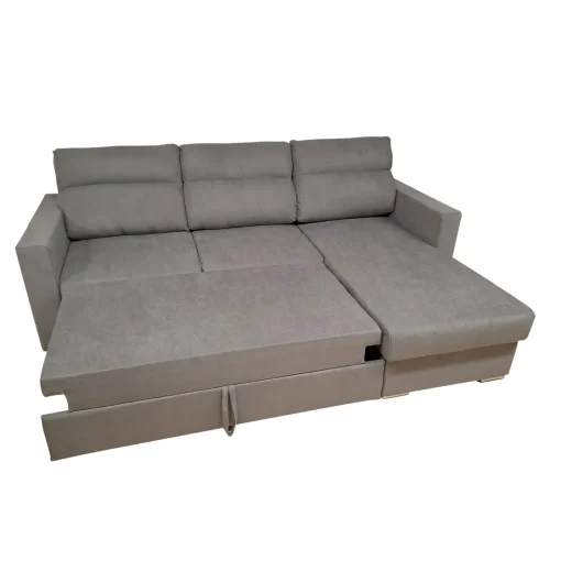 Bissolo Casa Divani Angolari<SALOTTO MOD. KENDALL CON PENISOLA E CARRELLO ESTRAIBILE IN TESSUTO GRIGIO: vendita online SALOTTO MOD. KENDALL CON PENISOLA E CARRELLO ESTRAIBILE IN TESSUTO GRIGIO in offerta