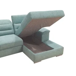 Bissolo Casa Divani Angolari<SALOTTO PHIL CON 2 POUFF E PENISOLA CONTENITORE DX IN TESSUTO ACQUA: vendita online SALOTTO PHIL CON 2 POUFF E PENISOLA CONTENITORE DX IN TESSUTO ACQUA in offerta