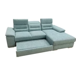Bissolo Casa Divani Angolari<SALOTTO PHIL CON 2 POUFF E PENISOLA CONTENITORE DX IN TESSUTO ACQUA: vendita online SALOTTO PHIL CON 2 POUFF E PENISOLA CONTENITORE DX IN TESSUTO ACQUA in offerta