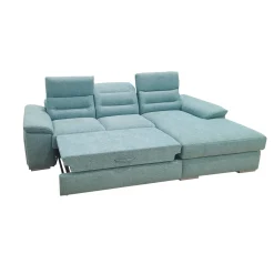 Bissolo Casa Divani Angolari<SALOTTO PHIL CON 2 POUFF E PENISOLA CONTENITORE DX IN TESSUTO ACQUA: vendita online SALOTTO PHIL CON 2 POUFF E PENISOLA CONTENITORE DX IN TESSUTO ACQUA in offerta
