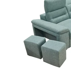 Bissolo Casa Divani Angolari<SALOTTO PHIL CON 2 POUFF E PENISOLA CONTENITORE DX IN TESSUTO ACQUA: vendita online SALOTTO PHIL CON 2 POUFF E PENISOLA CONTENITORE DX IN TESSUTO ACQUA in offerta
