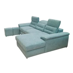 Bissolo Casa Divani Angolari<SALOTTO PHIL CON 2 POUFF E PENISOLA CONTENITORE DX IN TESSUTO ACQUA: vendita online SALOTTO PHIL CON 2 POUFF E PENISOLA CONTENITORE DX IN TESSUTO ACQUA in offerta