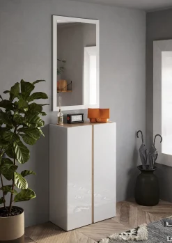 Bissolo Casa Scarpiere<SCARPIERA 2 ANTE MOD. FRAME 70X35 H.111 CM BIANCO LUCIDO E CADIZ: vendita online SCARPIERA 2 ANTE MOD. FRAME 70X35 H.111 CM BIANCO LUCIDO E CADIZ in offerta