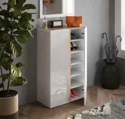 Bissolo Casa Scarpiere<SCARPIERA 2 ANTE MOD. FRAME 70X35 H.111 CM BIANCO LUCIDO E CADIZ: vendita online SCARPIERA 2 ANTE MOD. FRAME 70X35 H.111 CM BIANCO LUCIDO E CADIZ in offerta