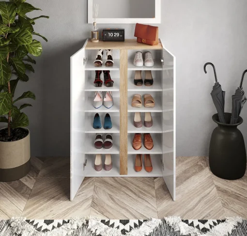 Bissolo Casa Scarpiere<SCARPIERA 2 ANTE MOD. FRAME 70X35 H.111 CM BIANCO LUCIDO E CADIZ: vendita online SCARPIERA 2 ANTE MOD. FRAME 70X35 H.111 CM BIANCO LUCIDO E CADIZ in offerta