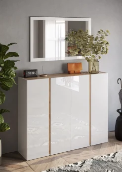Bissolo Casa Scarpiere<SCARPIERA 4 ANTE MOD. FRAME 140X35 H.111 CM BIANCO LUCIDO E CADIZ: vendita online SCARPIERA 4 ANTE MOD. FRAME 140X35 H.111 CM BIANCO LUCIDO E CADIZ in offerta