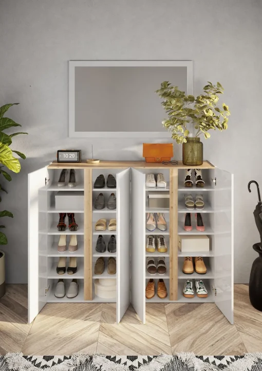 Bissolo Casa Scarpiere<SCARPIERA 4 ANTE MOD. FRAME 140X35 H.111 CM BIANCO LUCIDO E CADIZ: vendita online SCARPIERA 4 ANTE MOD. FRAME 140X35 H.111 CM BIANCO LUCIDO E CADIZ in offerta