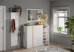 Bissolo Casa Scarpiere<SCARPIERA 4 ANTE MOD. FRAME 140X35 H.111 CM BIANCO LUCIDO E CADIZ: vendita online SCARPIERA 4 ANTE MOD. FRAME 140X35 H.111 CM BIANCO LUCIDO E CADIZ in offerta