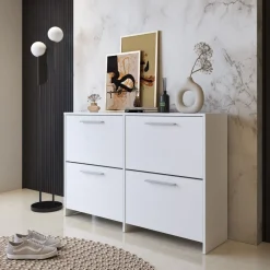 Bissolo Casa Scarpiere<SCARPIERA 4 RIBALTE MOD. ANJA CM 120X28 H. 80 BIANCO : vendita online SCARPIERA 4 RIBALTE MOD. ANJA CM 120X28 H. 80 BIANCO in offerta