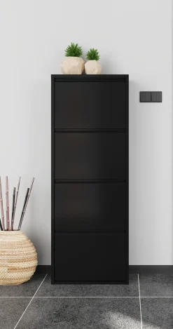 Bissolo Casa Scarpiere<SCARPIERA 4 RIBALTE MOD. CABINET CM 50X15 H. 138 METALLO NERO : vendita online SCARPIERA 4 RIBALTE MOD. CABINET CM 50X15 H. 138 METALLO NERO in offerta