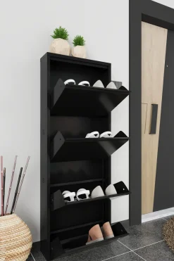 Bissolo Casa Scarpiere<SCARPIERA 4 RIBALTE MOD. CABINET CM 50X15 H. 138 METALLO NERO : vendita online SCARPIERA 4 RIBALTE MOD. CABINET CM 50X15 H. 138 METALLO NERO in offerta