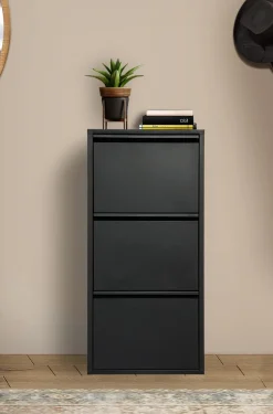 Bissolo Casa Scarpiere<SCARPIERA 3 RIBALTE MOD. CABINET CM 50X15 H. 104 METALLO NERO: vendita online SCARPIERA 3 RIBALTE MOD. CABINET CM 50X15 H. 104 METALLO NERO in offerta