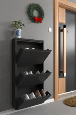 Bissolo Casa Scarpiere<SCARPIERA 3 RIBALTE MOD. CABINET CM 50X15 H. 104 METALLO NERO: vendita online SCARPIERA 3 RIBALTE MOD. CABINET CM 50X15 H. 104 METALLO NERO in offerta