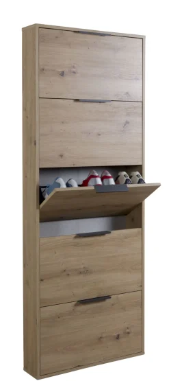 Bissolo Casa Scarpiere<SCARPIERA 5 RIBALTE MOD. ESPRESSO CM 65X15 H.173.5 ROVERE ARTISAN : vendita online SCARPIERA 5 RIBALTE MOD. ESPRESSO CM 65X15 H.173.5 ROVERE ARTISAN in offerta