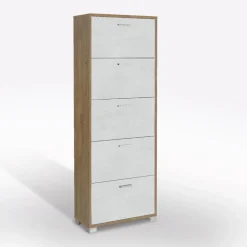 Bissolo Casa Scarpiere<SCARPIERA 5 RIBALTE MOD. QUADRANTE CM 70X29 H.190 NOCE STELVIO E OSSIDO BIANCO: vendita online SCARPIERA 5 RIBALTE MOD. QUADRANTE CM 70X29 H.190 NOCE STELVIO E OSSIDO BIANCO in offerta