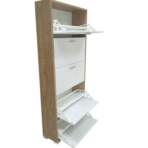 Bissolo Casa Scarpiere<SCARPIERA 5 RIBALTE MOD. QUADRANTE CM 70X29 H.190 NOCE STELVIO E OSSIDO BIANCO: vendita online SCARPIERA 5 RIBALTE MOD. QUADRANTE CM 70X29 H.190 NOCE STELVIO E OSSIDO BIANCO in offerta