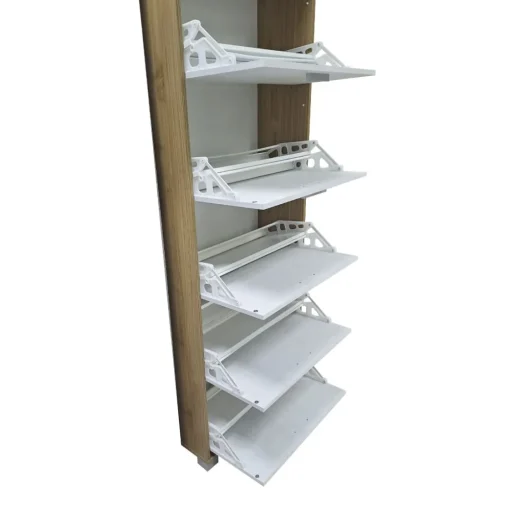 Bissolo Casa Scarpiere<SCARPIERA 5 RIBALTE MOD. QUADRANTE CM 70X29 H.190 NOCE STELVIO E OSSIDO BIANCO: vendita online SCARPIERA 5 RIBALTE MOD. QUADRANTE CM 70X29 H.190 NOCE STELVIO E OSSIDO BIANCO in offerta