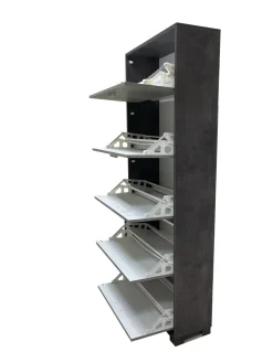 Bissolo Casa Scarpiere<SCARPIERA 5 RIBALTE MOD. QUADRANTE CM 70X29 H.190 OSSIDO NERO E CEMENTO : vendita online SCARPIERA 5 RIBALTE MOD. QUADRANTE CM 70X29 H.190 OSSIDO NERO E CEMENTO in offerta