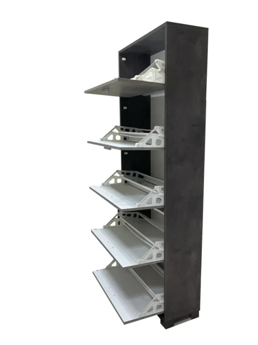 Bissolo Casa Scarpiere<SCARPIERA 5 RIBALTE MOD. QUADRANTE CM 70X29 H.190 OSSIDO NERO E CEMENTO : vendita online SCARPIERA 5 RIBALTE MOD. QUADRANTE CM 70X29 H.190 OSSIDO NERO E CEMENTO in offerta