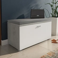 Bissolo Casa Scarpiere<SCARPIERA MOD. RIKI CM 84,9X39,6 H. 42 CEMENTO E BIANCO: vendita online SCARPIERA MOD. RIKI CM 84,9X39,6 H. 42 CEMENTO E BIANCO in offerta