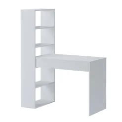 Bissolo Casa Scrivanie E Porta Pc|Scrivanie E Porta Pc<Scrivania reversibile con libreria a cinque ripiani in laminato bianco
