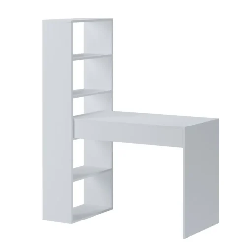 Bissolo Casa Scrivanie E Porta Pc|Scrivanie E Porta Pc<Scrivania reversibile con libreria a cinque ripiani in laminato bianco