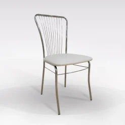 Bissolo Casa Sedie Moderne<sedia in fusto cromato con sedile skai bianco