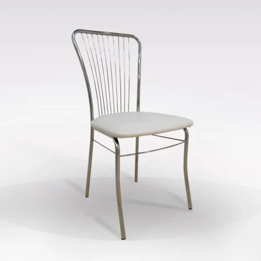 Bissolo Casa Sedie Moderne<sedia in fusto cromato con sedile skai bianco