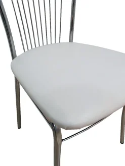 Bissolo Casa Sedie Moderne<sedia in fusto cromato con sedile skai bianco