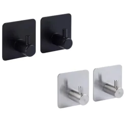 Bissolo Casa Appendini<SET 2 APPENDINI ADESIVI STIKY CON GANCIO IN ACCIAIO INOX 4.5X4.5CM ASSORTITO
