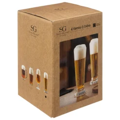 Bissolo Casa Bicchieri Birra<SET 4 BOCCALI DA BIRRA IN VETRO TRASPARENTE 7X20.5CM 370ML