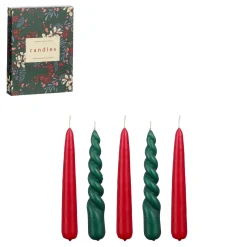 Bissolo Casa Candele<SET 5 CANDELE DA CERA VERDE SCURO/ROSSO D 2.2 H 15CM: vendita online SET 5 CANDELE DA CERA VERDE SCURO/ROSSO D 2.2 H 15CM in offerta