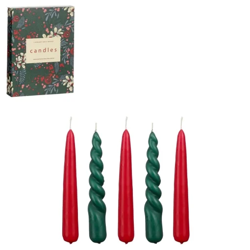 Bissolo Casa Candele<SET 5 CANDELE DA CERA VERDE SCURO/ROSSO D 2.2 H 15CM: vendita online SET 5 CANDELE DA CERA VERDE SCURO/ROSSO D 2.2 H 15CM in offerta