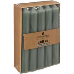 Bissolo Casa Candele<SET 10 CANDELE HUGO VERDE EUCALIPTO H 16CM: vendita online SET 10 CANDELE HUGO VERDE EUCALIPTO H 16CM in offerta
