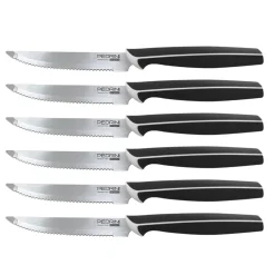 Bissolo Casa Posate Coltelli<SET 6 COLTELLI BISTECCA NERI LINEA MASTER 11.5CM