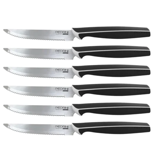 Bissolo Casa Posate Coltelli<SET 6 COLTELLI BISTECCA NERI LINEA MASTER 11.5CM