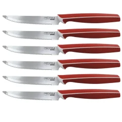 Bissolo Casa Posate Coltelli<SET 6 COLTELLI BISTECCA ROSSI LINEA MASTER 11.5CM