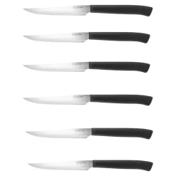 Bissolo Casa Posate Coltelli<SET 6 COLTELLI CUCINA/CARNE/PIZZA CON MANICO NERO 11CM