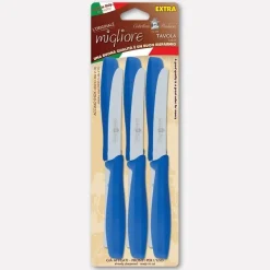 Bissolo Casa Posate Coltelli<SET 6 COLTELLI DA TAVOLA BLU LINEA L'ORIGINALE MIGLIORE 11CM