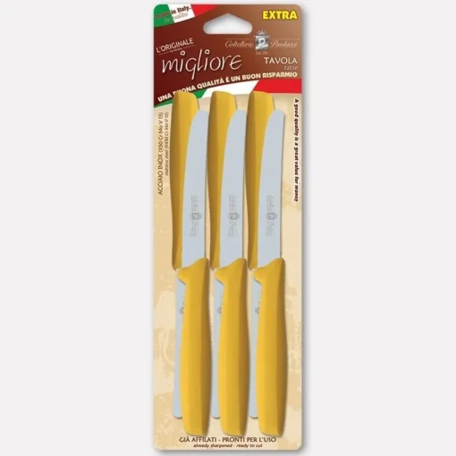 Bissolo Casa Posate Coltelli<SET 6 COLTELLI DA TAVOLA GIALLI LINEA L'ORIGINALE MIGLIORE 11CM