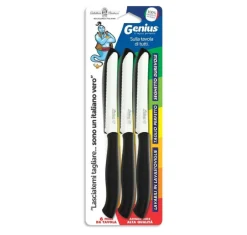 Bissolo Casa Posate Coltelli<SET 6 COLTELLI DA TAVOLA LINEA GENIUS NERI 11CM